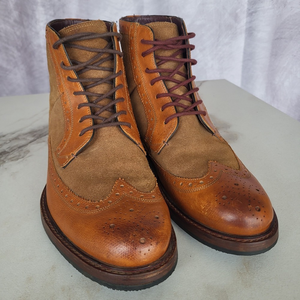 Ted Baker MIYLAN Wingtip Lace Up Boots Men's Size 11 Tan Brown - Picture 2 of 16